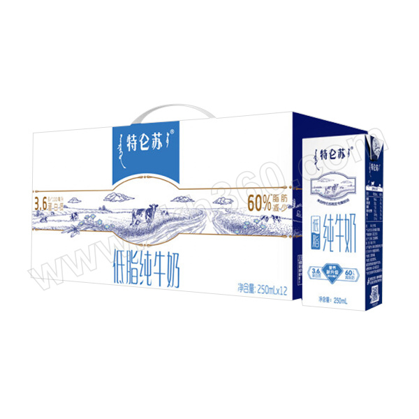 mengniu/蒙牛 特仑苏低脂牛奶苗条装 6923644269586 250ml×12盒 1箱