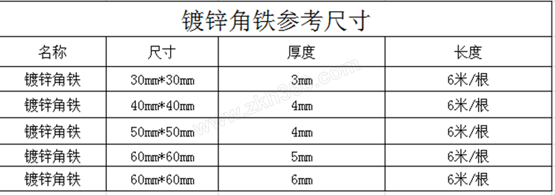 huaqi华岐镀锌角铁60606mm6m1根