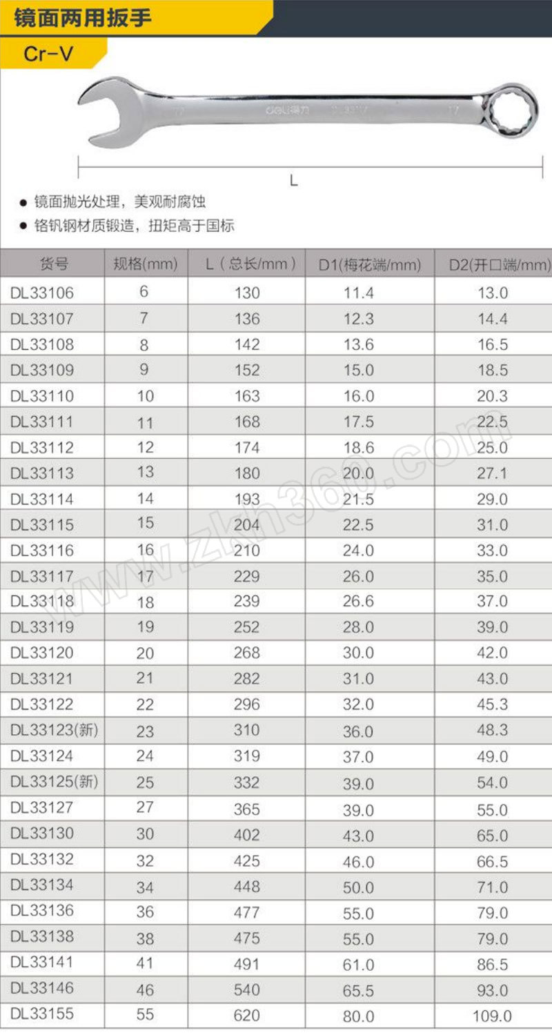 deli/得力 两用扳手 dl33111 11mm 1把