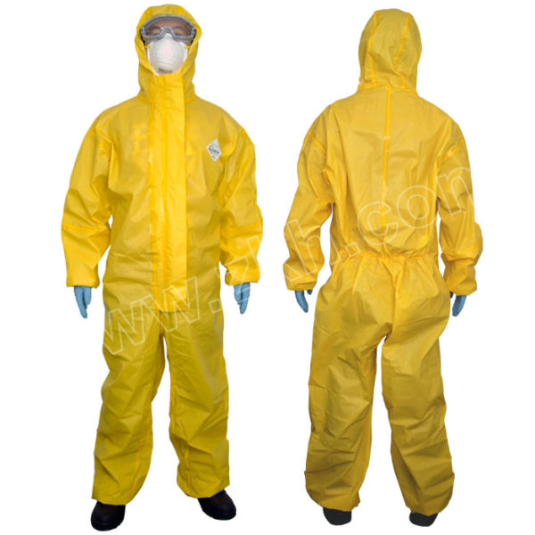 nabes耐呗斯耐酸碱双门襟双拉链防喷溅连体化学防护服nbs4402txl黄色1