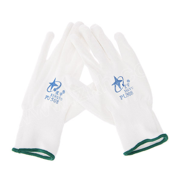 xingyu星宇十三针白尼龙pu涂掌手套pu5088码绿边1双