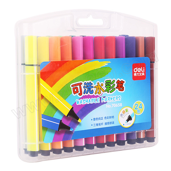 deli/得力 24色粗三角杆水彩笔 70658 1盒