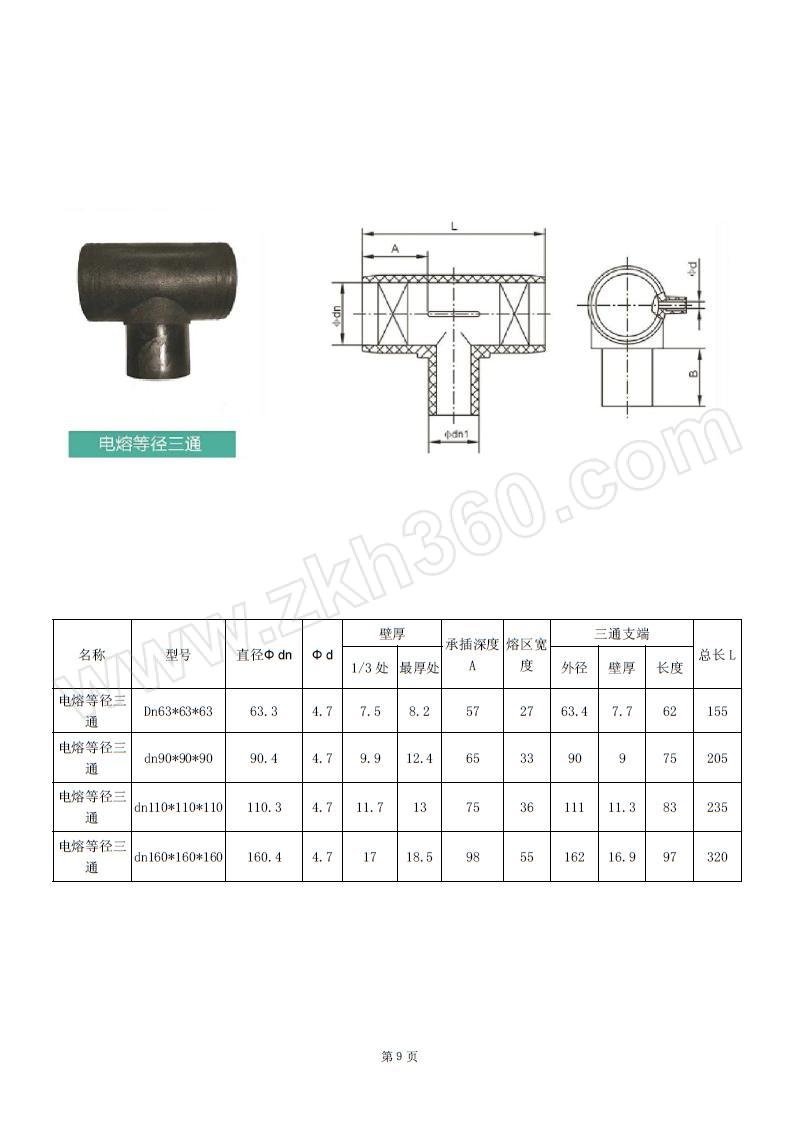 haihong/海鴻 pe電熔式等徑三通 d90 pe100 3