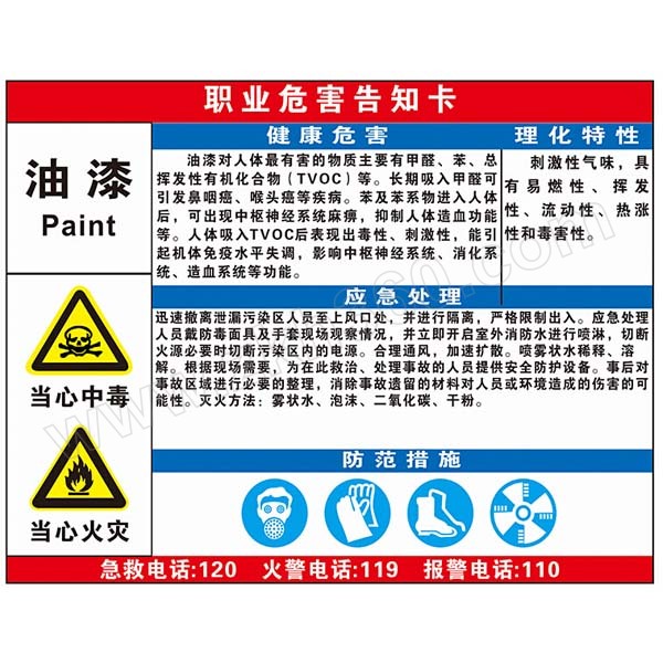 qxsign/标识牌专家 职业危害告知卡油漆 qsa159c2 防雨防晒 室内外